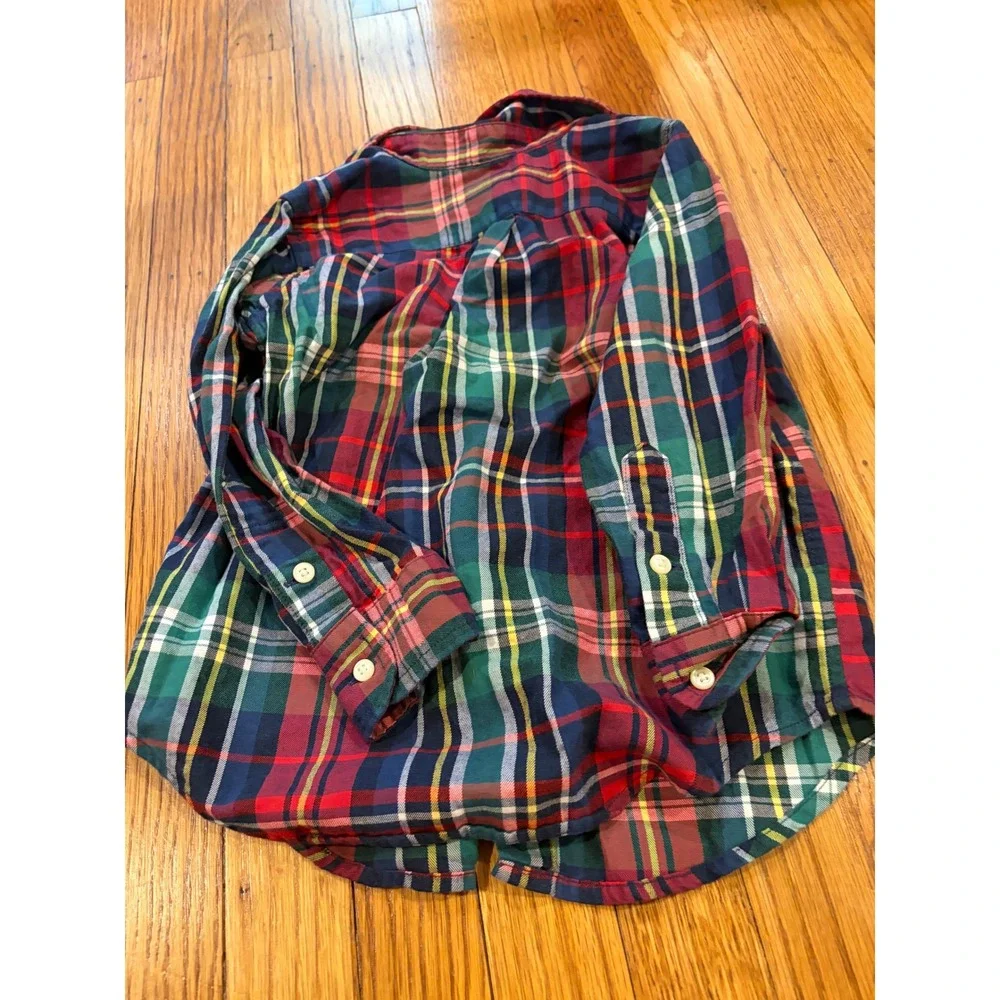 Ralph Lauren Boys Multi Color Plaid Button Down Shirt Long Sleeve Cotton 3T